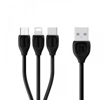 USB кабель Remax RC-050th Lesu 3in1 Lightning iPhone/MicroUSB/Type-C Black