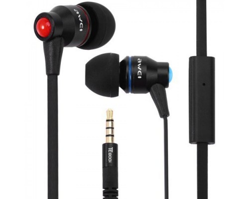 Наушники AWEI TE800i Black + микрофон и кнопка ответа + регулятор громкости