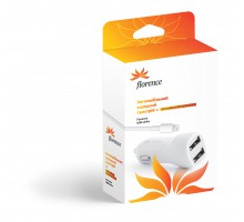 АЗУ Florence 2USB 2.1A + Кабель Lightning (iPhone) White (CC21-IPH6)