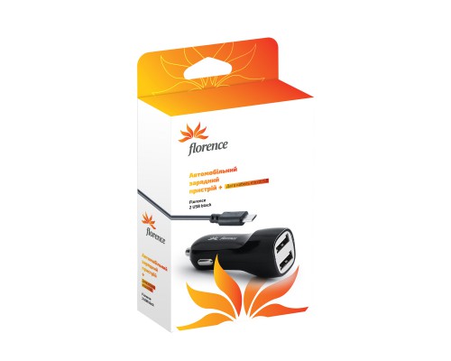 АЗУ Florence 2USB 2.1A + Кабель MicroUSB Black (CC21-MU)