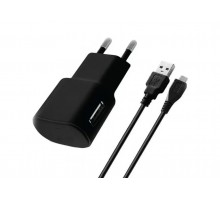 СЗУ Florence USB 1A + кабель microUSB Black (FW-1U010B-M)