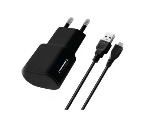 СЗУ Florence 1A USB + кабель microUSB Black (FW-1U010B-M)