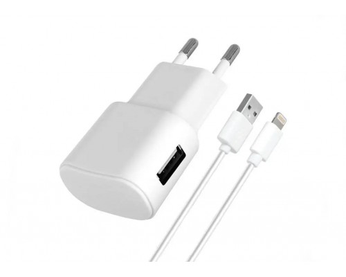 СЗУ Florence USB 1A + кабель Lightning (iPhone) White (FW-1U010W-L)