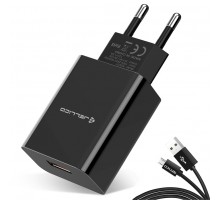 СЗУ Jellico AQC34 1USB 3A QC3.0 + microUSB Кабель Black