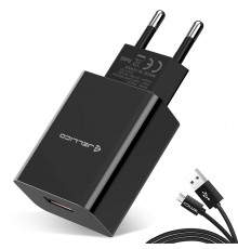 СЗУ Jellico AQC34 1USB 3A QC3.0 + microUSB Кабель Black