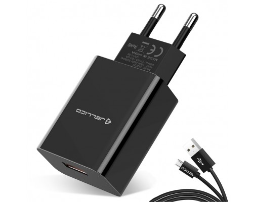 СЗУ Jellico AQC34 1USB 3A QC3.0 + microUSB Кабель Black