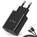 СЗУ Jellico AQC34 1USB 3A QC3.0 + microUSB Кабель Black
