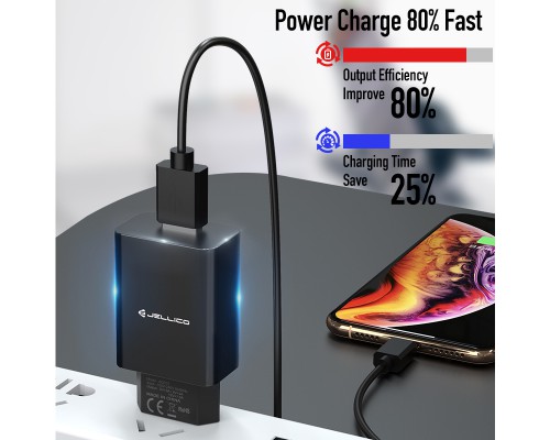 СЗУ Jellico AQC34 1USB 3A QC3.0 + microUSB Кабель Black