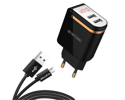 СЗУ Jellico WJ-C80-5 LED 2USB 2.4A + MicroUSB кабель Black