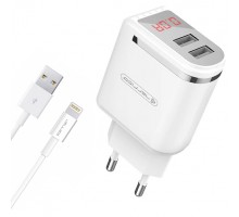 СЗУ Jellico WJ-C80-8 LED 2USB 2.4A + Lightning (iPhone) кабель White