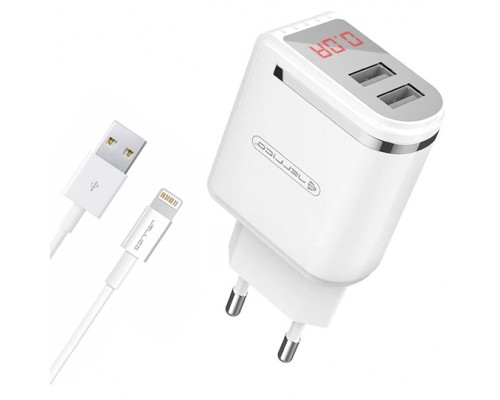 СЗУ Jellico WJ-C80-8 LED 2USB 2.4A + Lightning (iPhone) кабель White