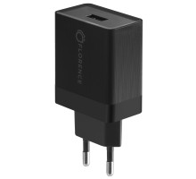 СЗУ Florence 1USB QC 3.0 18W + Кабель Type-C Black (FL-1050-KT)