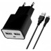 СЗУ Florence 2USB 2A + microUSB cable Black (FW-2U020B-M)