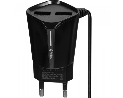 СЗУ Gelius Pro Edition Auto ID 2USB + Cable MicroUSB 2.4A Black
