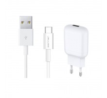 СЗУ Jellico C22-2 1USB 2.1A + Type-C кабель White