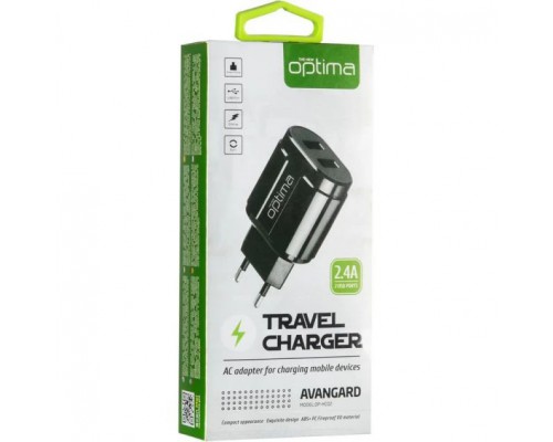 Сетевое Зарядное Устройство Optima Avangard OP-HC02 2USB 2.4A + Кабель iPhone X Черное