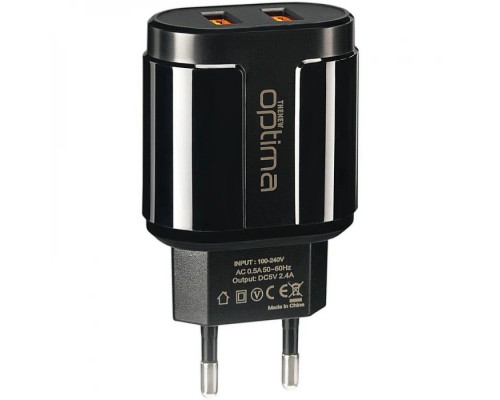 СЗУ Optima Avangard OP-HC02 2USB 2.4A + MicroUSB кабель Black