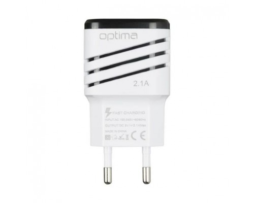 Сетевое Зарядное Устройство 2USB Optima Energy LED (2.1A) Белое